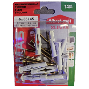 BLISTER KOŁEK UNIWERSALNY Z WKRĘTEM 6X45