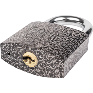 CC Kłódka stalowa czarna osłona gumowa 50x21x8mm