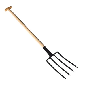 Widły ogrodowe 4 zęby, trzonek drewniany typu T, 135 cm