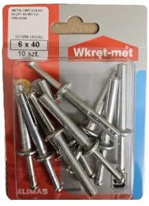 Kołek szybkiego montażu metalowy 6x65 mm, blister